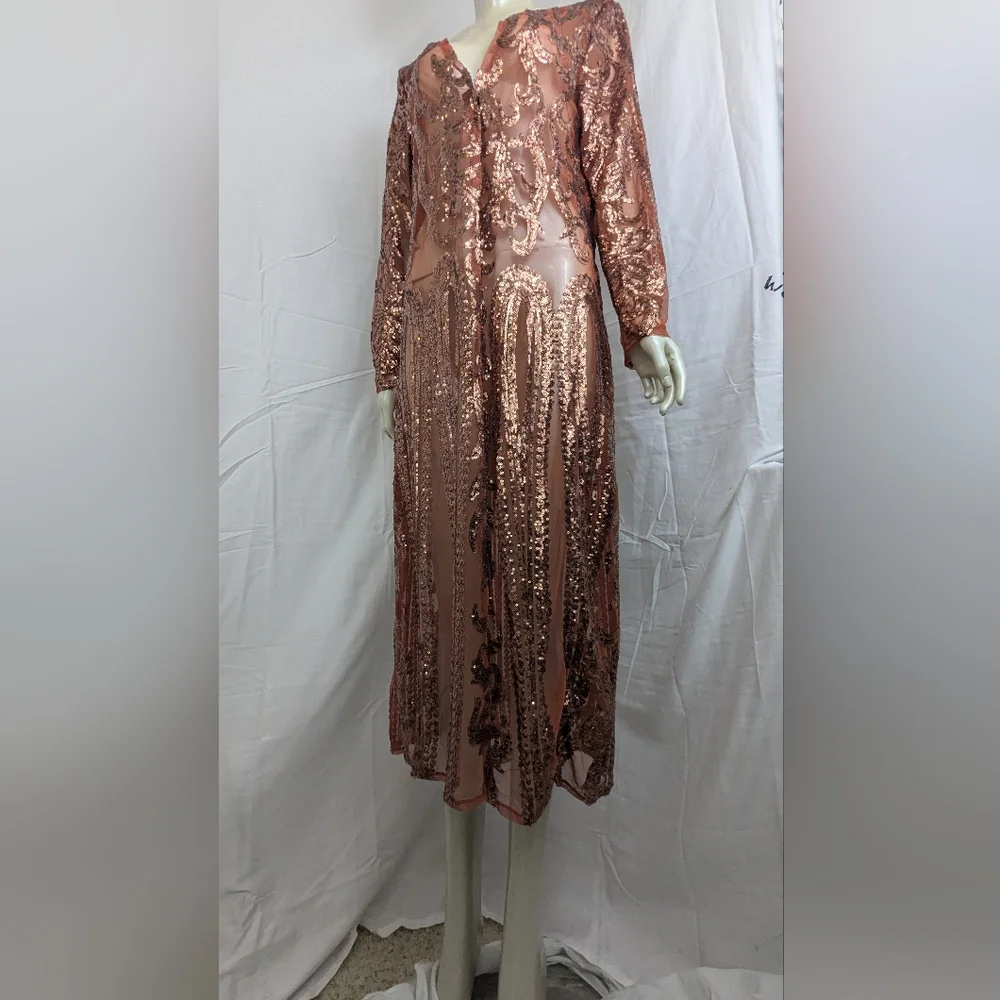 Southern Fried Chics NWT Copper Sequin Duster Medium